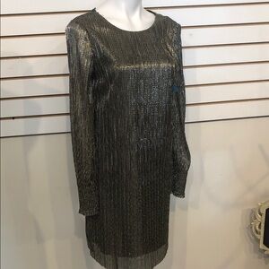 Banana Republic Shimmering Gold & Black Long Sleeve Dress